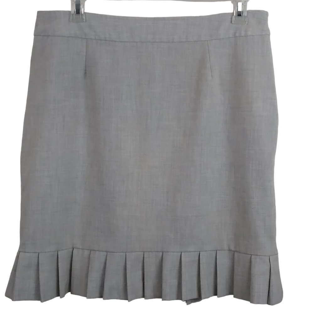 Worthington | Gray Stretch Pencil Skirt with Pleated Bottom | Size 16